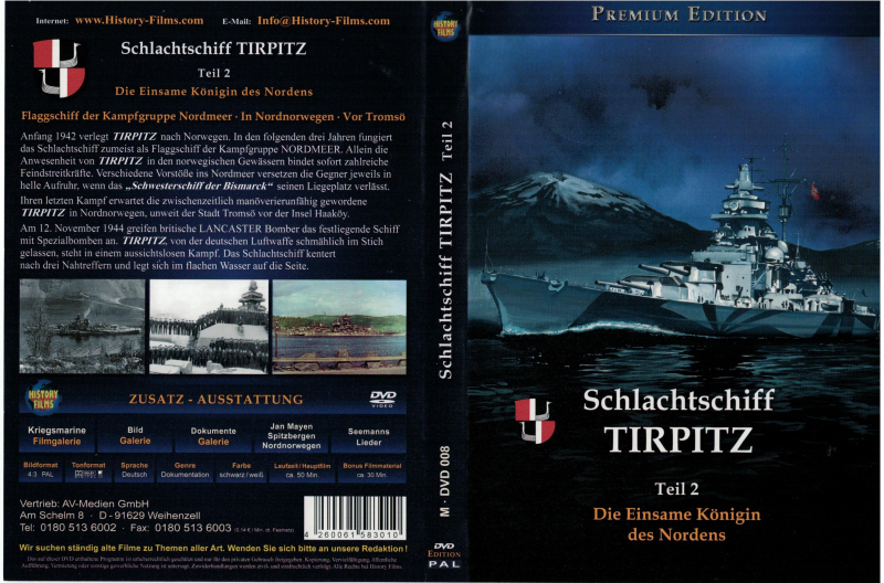 Schlachtschiff Tirpitz Part 2 (1 p.) DVD 2006 History Films Premium Edition
